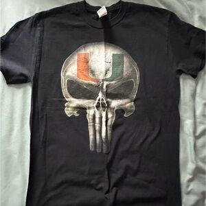 Gildan Black Short-Sleeve Skull Tee with Miami Hurricanes U